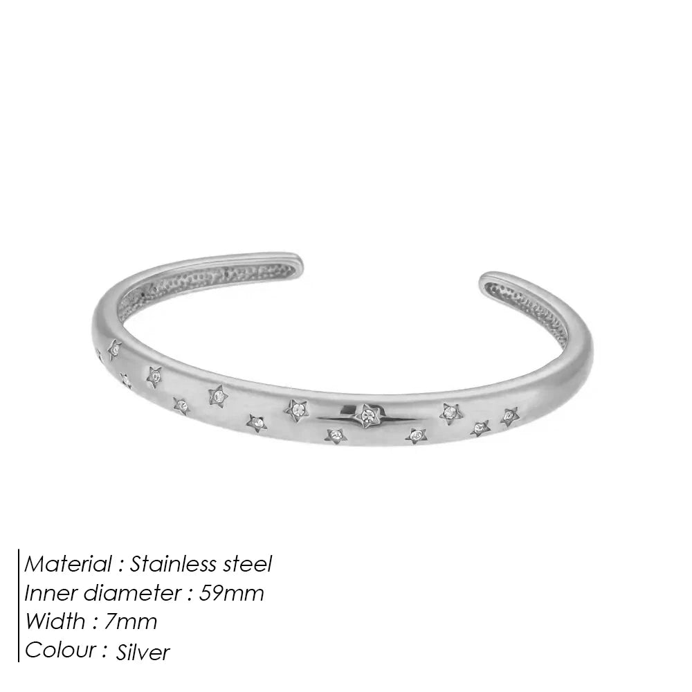 eManco Stainless Steel Sparkling Rhinestone Fashion Bracelet Bangle Gold Plated Waterproof High Quality PVD Jewelry Wholesale