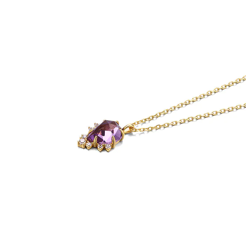 S925 Gold-Plated Necklace with Natural Amethyst Set