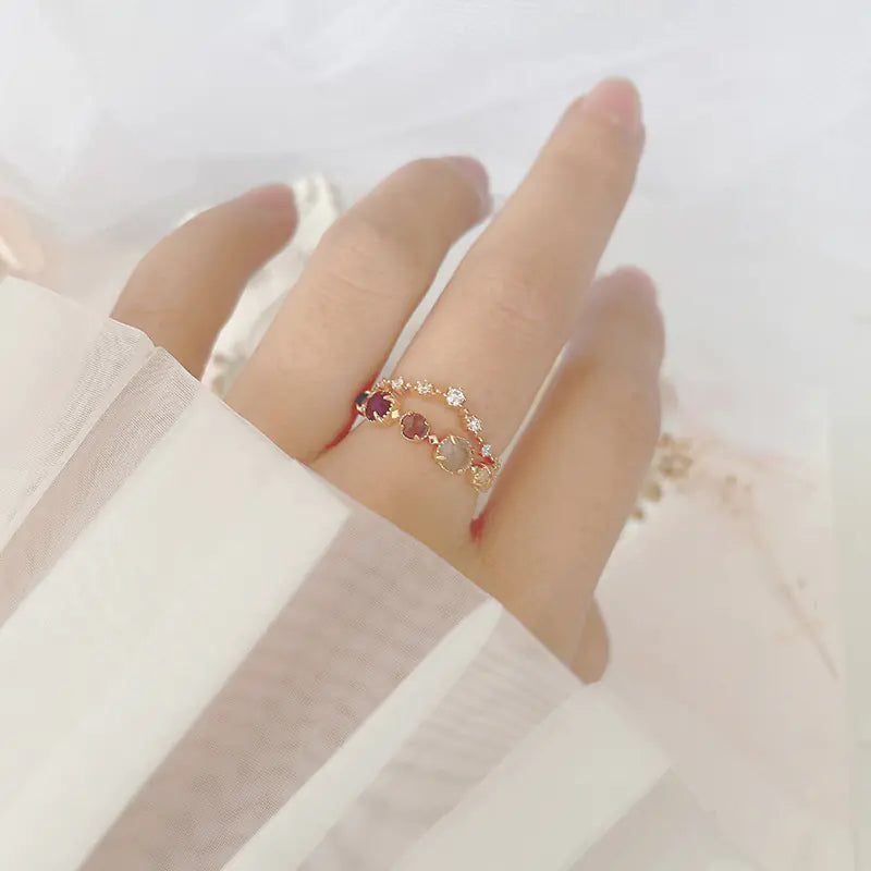 S925 Sterling Silver Ring with Natural Amethyst & Labradorite