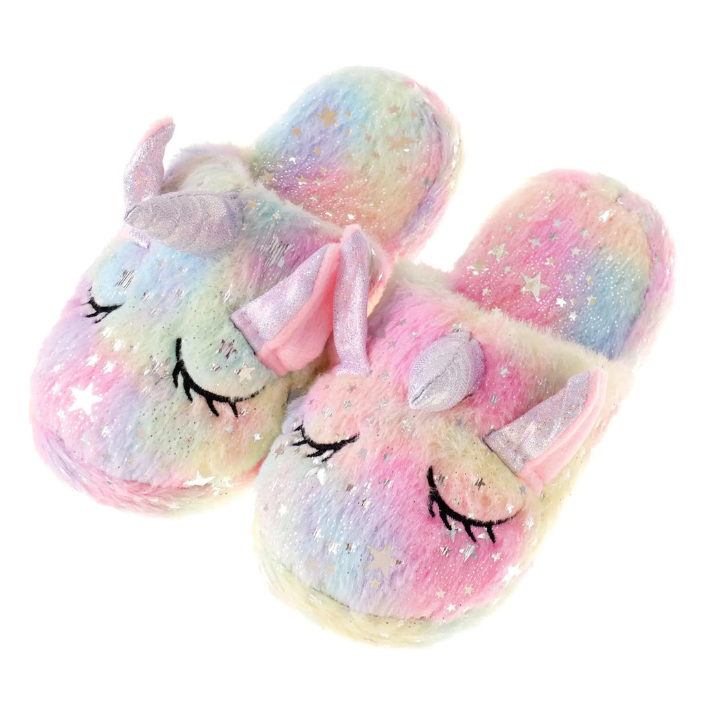 Rainbow Unicorn Kids Slippers - Soft Indoor Footwear